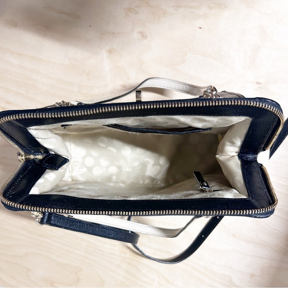 Kate Spade Auburn Place Cayton Satchel Bag Patent Cow Leather Cream and Black - Picture 8 of 15